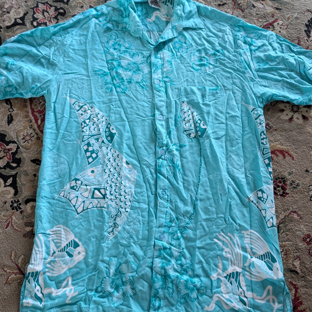 Men's Aqua Patterned Dress Shirt